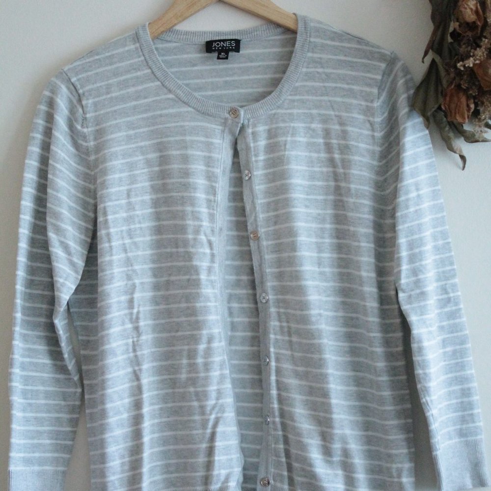 Grey Striped Cardigan